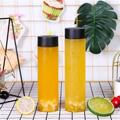 Empty Pet Beverage Bottle 300ml 400ml 500ml Plastic Juice Bottles With Screw Cap suppliers