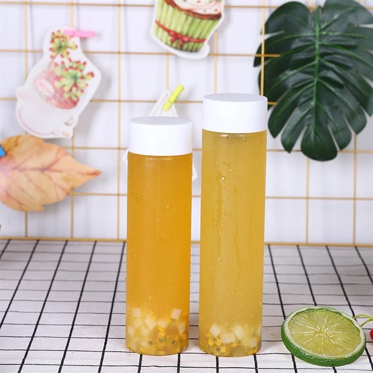 Plastic Round Juice Bottle Pet Bottle White Black Cap